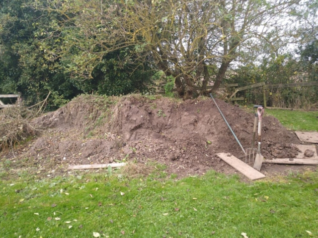 Demolishing soil mountain