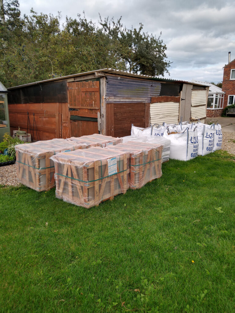 Slabs, cement and sand, ready to go