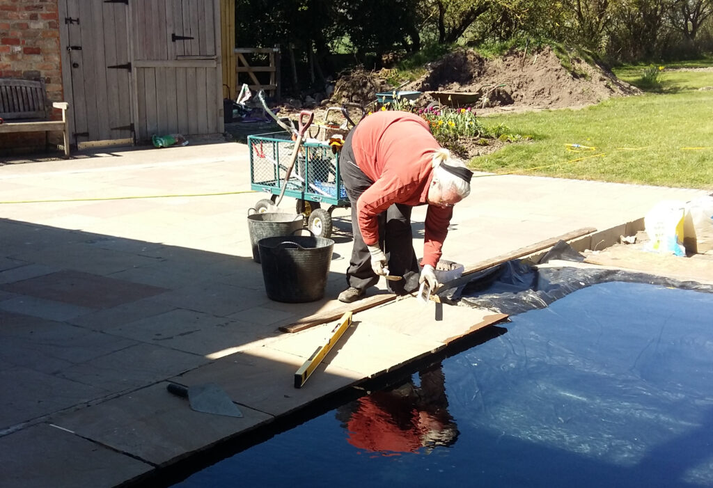 Laying the edging slabs