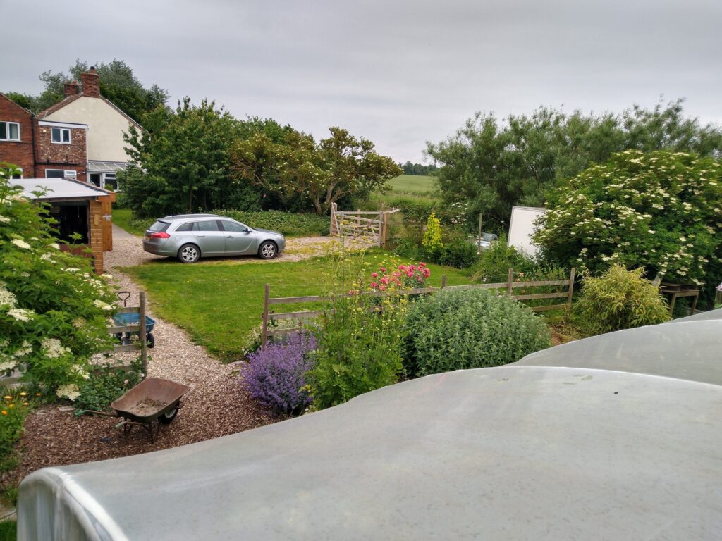 Fom top of ladder while patching polytunnel